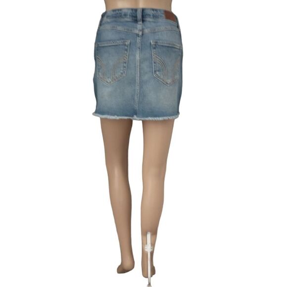 Hollister High Rise Denim Jean Skirt 26 Micro Mini Distressed Y2K Elena Gilbert - Picture 4 of 16